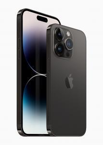 iPhone 14 Pro and iPhone 14 Pro Max are shown in space black