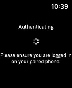 Authenticating error message on Apple Watch